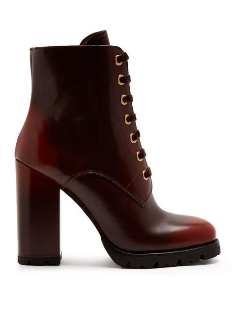 brown prada leather boots|prada chunky heel ankle boots.